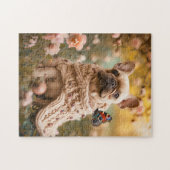 Puzzle Frenchie With Butterfly In Spring (Horizontal)