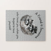 Puzzle Friend Loves You Cute Raccoons (Horizontal)
