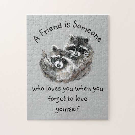 Puzzle Friend Loves You Cute Raccoons (Vertical)