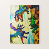 Puzzle Friendly Encounter -  Dragon and Dinosaur (Vertical)