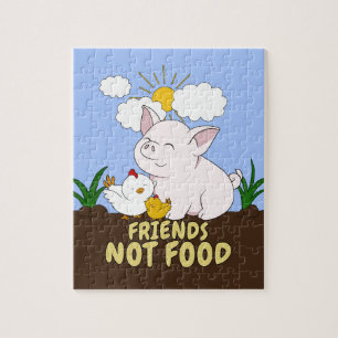 Puzzle Friends Not Food - Cute Pig and Chicken