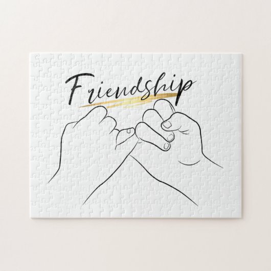 Puzzle Friendship Pinky Promise Minimal Line Art Cute (Horizontal)