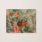 Puzzle Fritillaire du Golfe sur Zinnia (Horizontal)