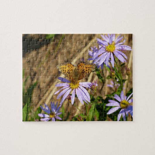 Puzzle Fritillaire Hydaspe sur fleurs d'aster pourpre (Horizontal)