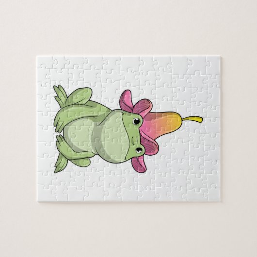 Puzzle Frog with Plumeria (Horizontal)