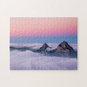 Puzzle Fronalpstock mountains Switzerland pink sky
