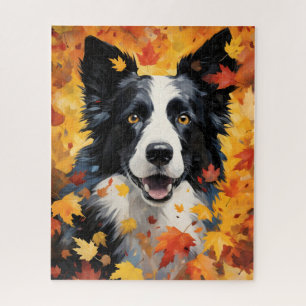 Puzzle Frontière Collie Automne Thankesgiving