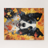 Puzzle Frontière Collie Automne Thankesgiving (Horizontal)