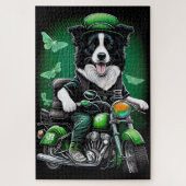 Puzzle Frontière Collie Chien Conduite Vélo St. Patrick's (Vertical)