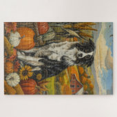 Puzzle Frontière Collie Chien Moisson d'automne Thanksgiv (Horizontal)