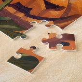 Puzzle Frontière éffrayante Collie Halloween Sorcière Et  (Côté)