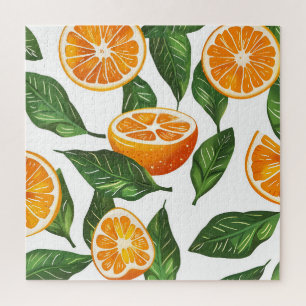 Puzzle Fruit Botanique Orange Citrus Sans Couture