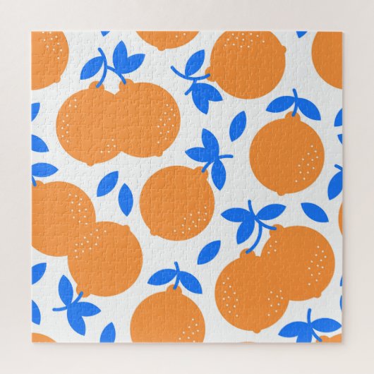Puzzle Fruit orange : Motif exquis bleu-bracelet. (Vertical)