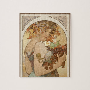 Puzzle Fruit par Alphonse Mucha, Art Nouveau vintage