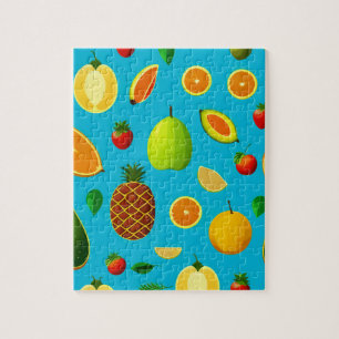Puzzle Fruits colorés et Feuilles verts