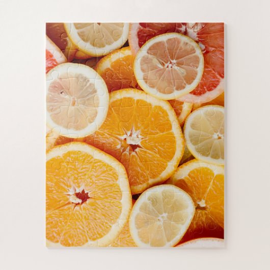 Puzzle Fruits d'agrumes d'orange juteux coupés (Vertical)