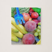Puzzle Fruits d'été, Nourriture, Melon, Raisins, Pêches,  (Vertical)
