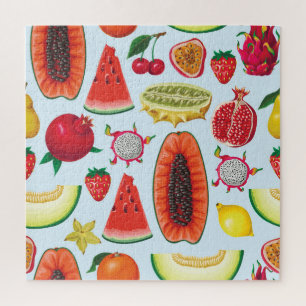 Puzzle Fruits Exotiques : Imprimé tendance sans couture.