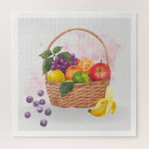 Puzzle Fruits in Basket Watercolor