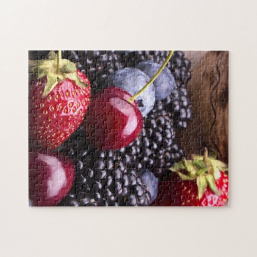Puzzle Fruits savoureux d'été sur un Tableau en bois (Horizontal)