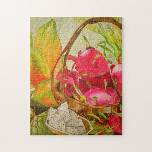 Puzzle Fruits tropicaux Vie morte aquarelle art original (Vertical)