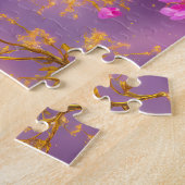 Puzzle Fuchsia et Gold Florals (Côté)
