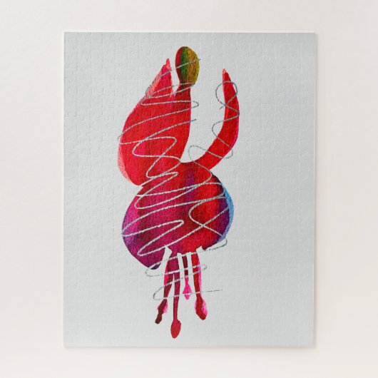 Puzzle Fuchsia floral abstrait aquarelle (Vertical)