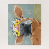 Puzzle Fun de ferme - Vache avec couronne de fleurs (Vertical)