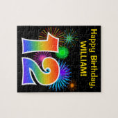 Puzzle Fun Fireworks + Rainbow Motif "12" Anniversaire # (Horizontal)