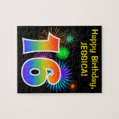 Puzzle Fun Fireworks + Rainbow Motif "16" Anniversaire # (Horizontal)