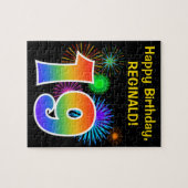 Puzzle Fun Fireworks + Rainbow Motif "19" Anniversaire # (Horizontal)