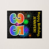 Puzzle Fun Fireworks + Rainbow Motif "35" Anniversaire # (Horizontal)