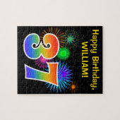 Puzzle Fun Fireworks + Rainbow Motif "37" Anniversaire # (Horizontal)