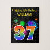 Puzzle Fun Fireworks + Rainbow Motif "37" Anniversaire # (Vertical)
