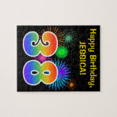 Puzzle Fun Fireworks + Rainbow Motif "38" Anniversaire # (Horizontal)