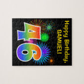 Puzzle Fun Fireworks + Rainbow Motif "46" Anniversaire # (Horizontal)