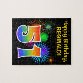 Puzzle Fun Fireworks + Rainbow Motif "51" Anniversaire # (Horizontal)