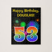 Puzzle Fun Fireworks + Rainbow Motif "53" Anniversaire # (Vertical)