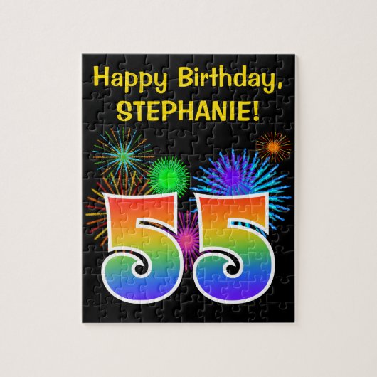 Puzzle Fun Fireworks + Rainbow Motif "55" Anniversaire # (Vertical)