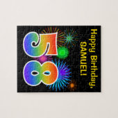 Puzzle Fun Fireworks + Rainbow Motif "58" Anniversaire # (Horizontal)