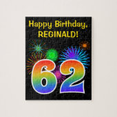 Puzzle Fun Fireworks + Rainbow Motif "62" Anniversaire # (Vertical)