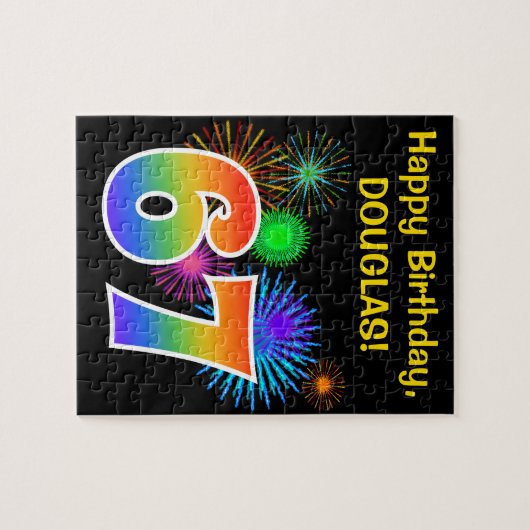Puzzle Fun Fireworks + Rainbow Motif "67" Anniversaire # (Horizontal)