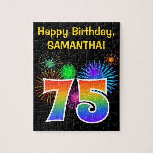 Puzzle Fun Fireworks + Rainbow Motif "75" Anniversaire # (Vertical)