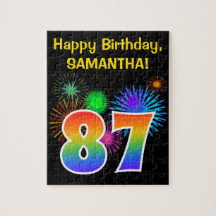Puzzle Fun Fireworks + Rainbow Motif "87" Anniversaire #