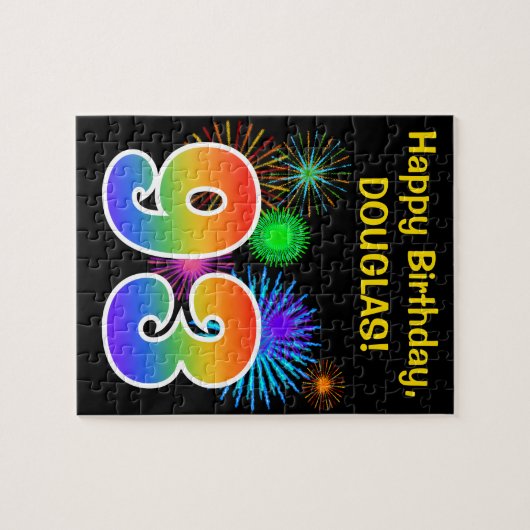Puzzle Fun Fireworks + Rainbow Motif "93" Anniversaire # (Horizontal)