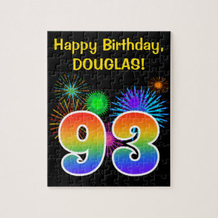 Puzzle Fun Fireworks + Rainbow Motif "93" Anniversaire #