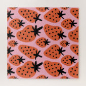 Puzzle Fun fraise, design artisanal sans couture. (Horizontal)