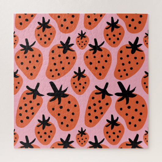 Puzzle Fun fraise, design artisanal sans couture. (Vertical)