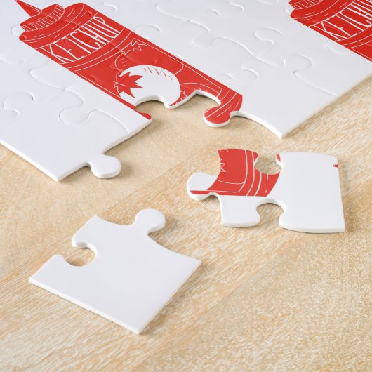 Puzzle Fun Red White Ketchup Sauce Pattern (Côté)