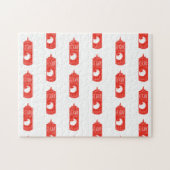 Puzzle Fun Red White Ketchup Sauce Pattern (Horizontal)